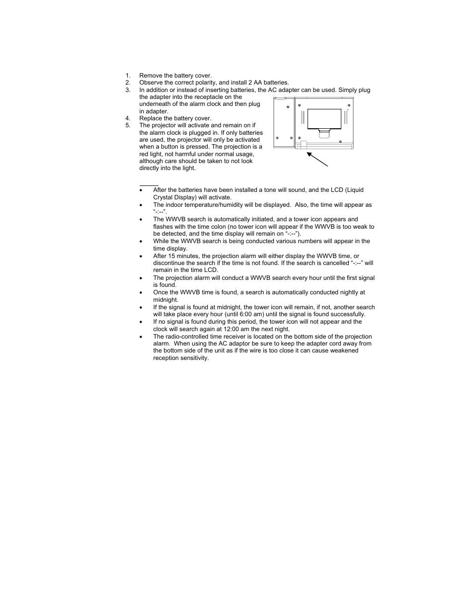 La Crosse Technology Radio Controlled Projection Alarm WT-5110 User Manual | Page 5 / 40