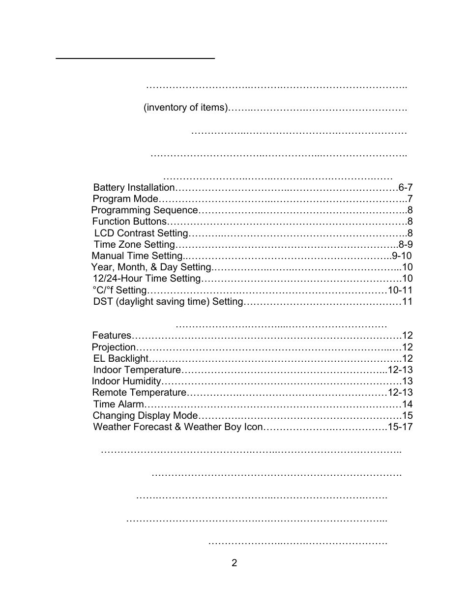 Able of contents | La Crosse Technology WT-5130ER User Manual | Page 2 / 23