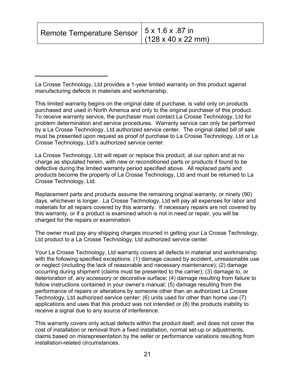 Arranty information | La Crosse Technology WT-5130ER User Manual | Page 21 / 23