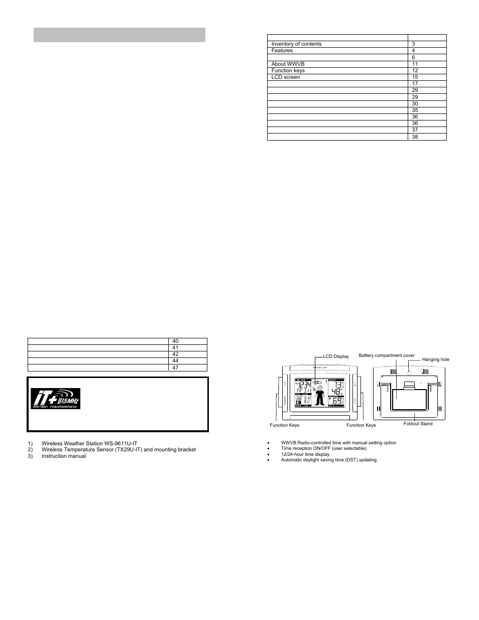 La Crosse Technology WS-9611U-IT User Manual | 17 pages