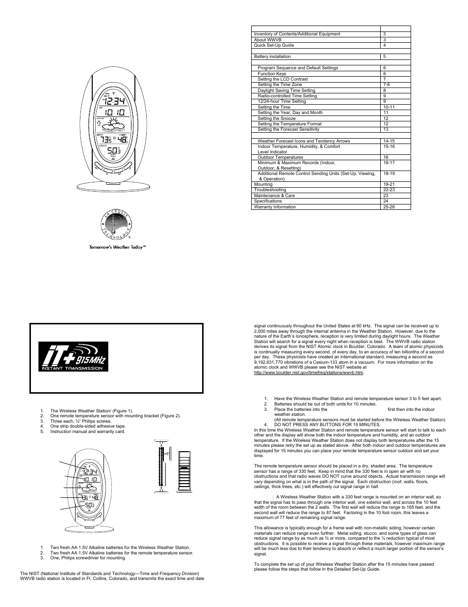 La Crosse Technology WS-9153U-IT User Manual | 5 pages