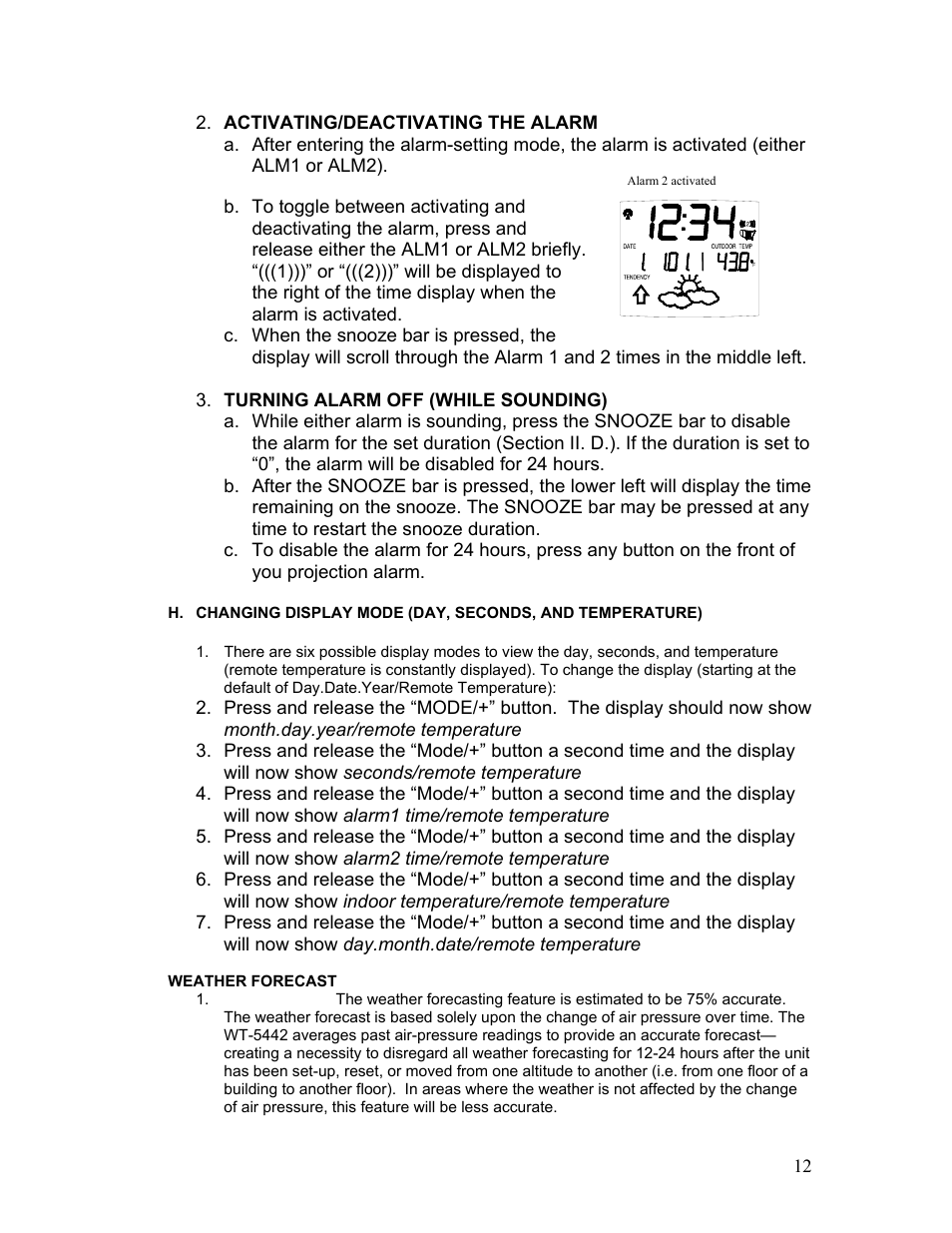 Weather forecast | La Crosse Technology WT-5442 User Manual | Page 12 / 17