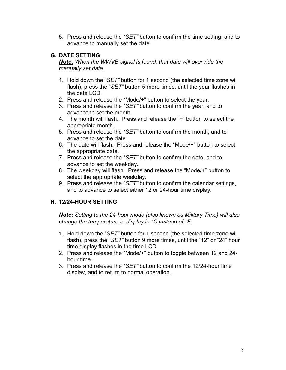 La Crosse Technology WT-5442 User Manual | Page 8 / 17
