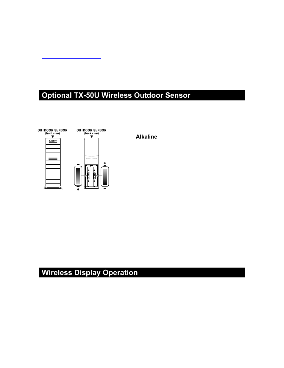 Optional tx-50u wireless outdoor sensor, Wireless display operation | La Crosse Technology Weather Direct Lite WD-2512UR-B User Manual | Page 10 / 25