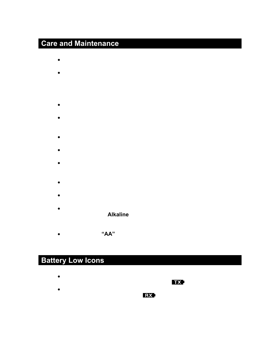 Care and maintenance, Battery low icons | La Crosse Technology Weather Direct Lite WD-2512UR-B User Manual | Page 20 / 25