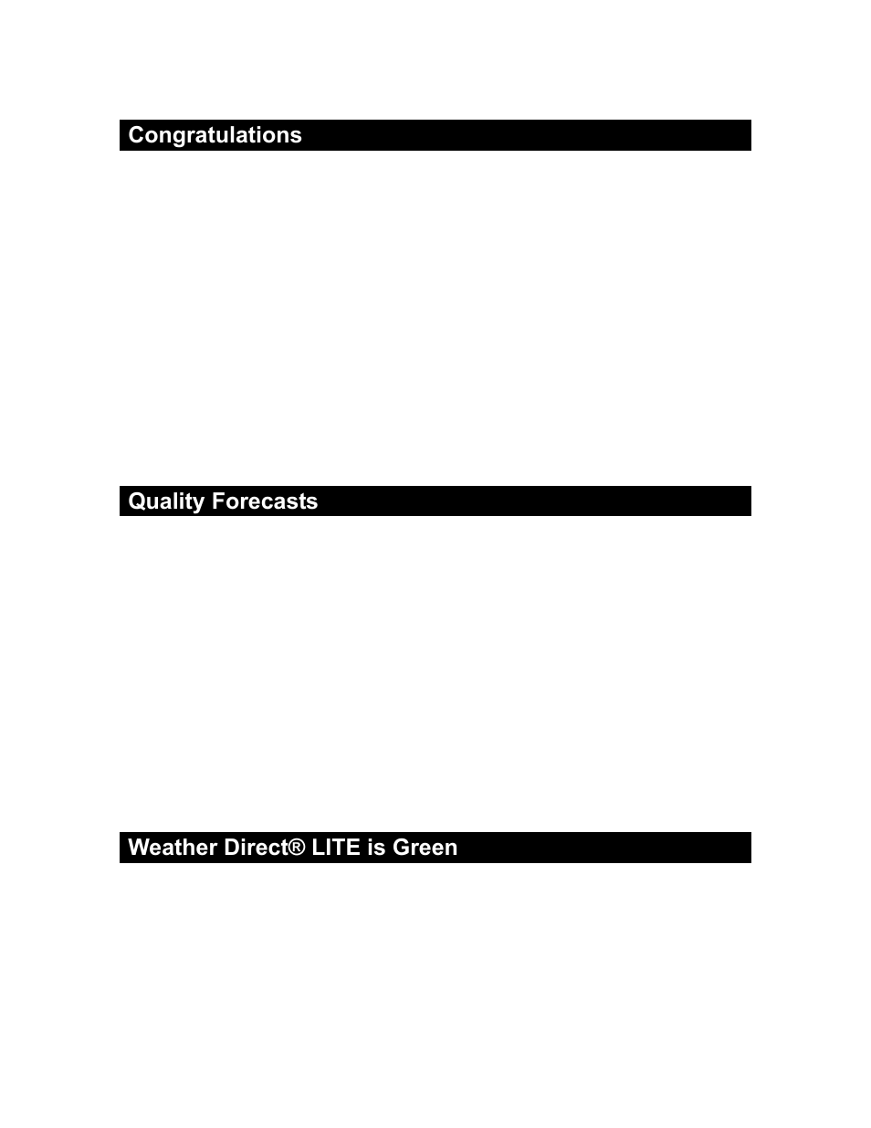 Quality forecasts, Weather direct® lite is green | La Crosse Technology Weather Direct Lite WD-2512UR-B User Manual | Page 4 / 25