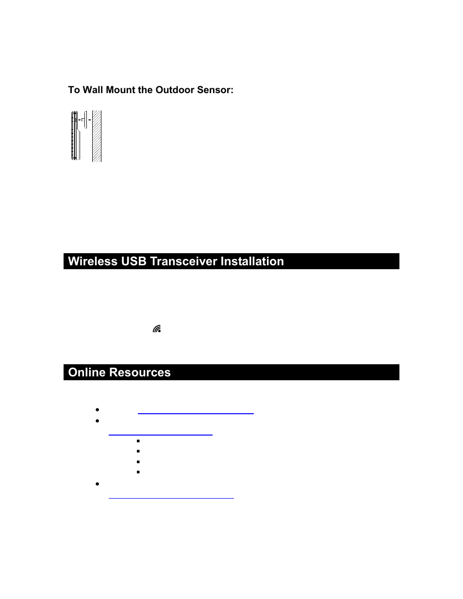 Wireless usb transceiver installation, Online resources | La Crosse Technology Weather Direct Lite WD-2512UR-B User Manual | Page 8 / 25