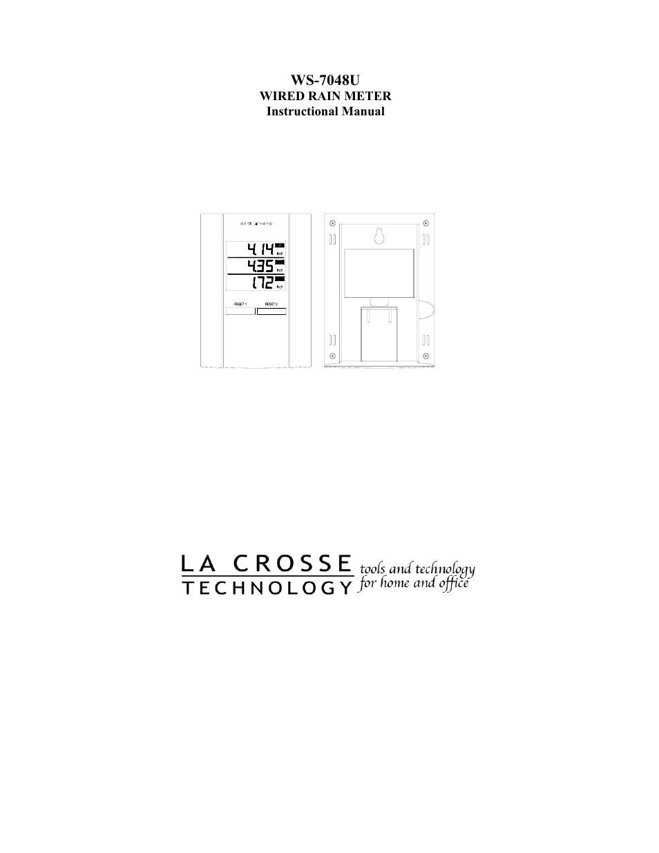 La Crosse Technology WIRED RAIN METER WS-7048U User Manual | 8 pages