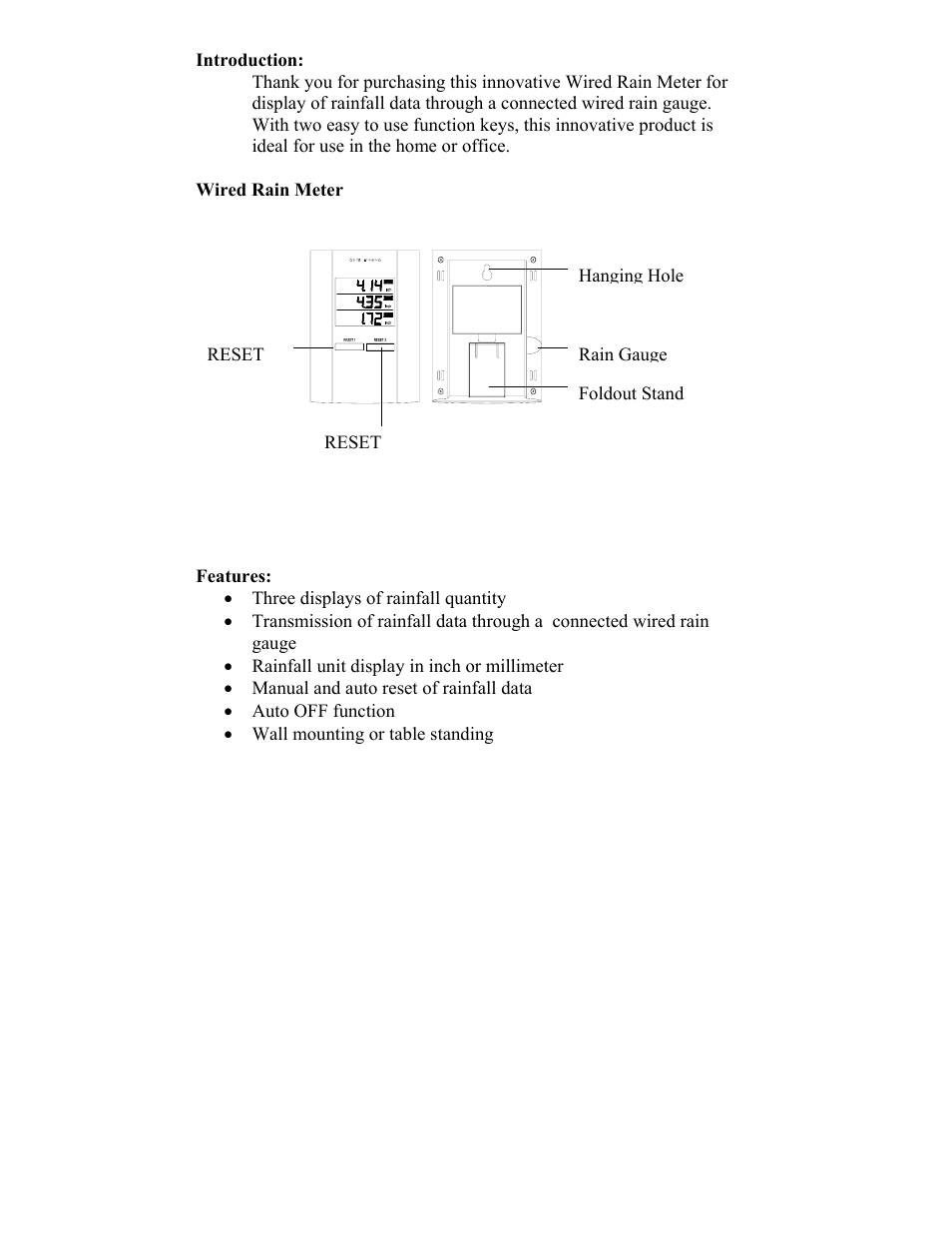 La Crosse Technology WIRED RAIN METER WS-7048U User Manual | Page 2 / 8