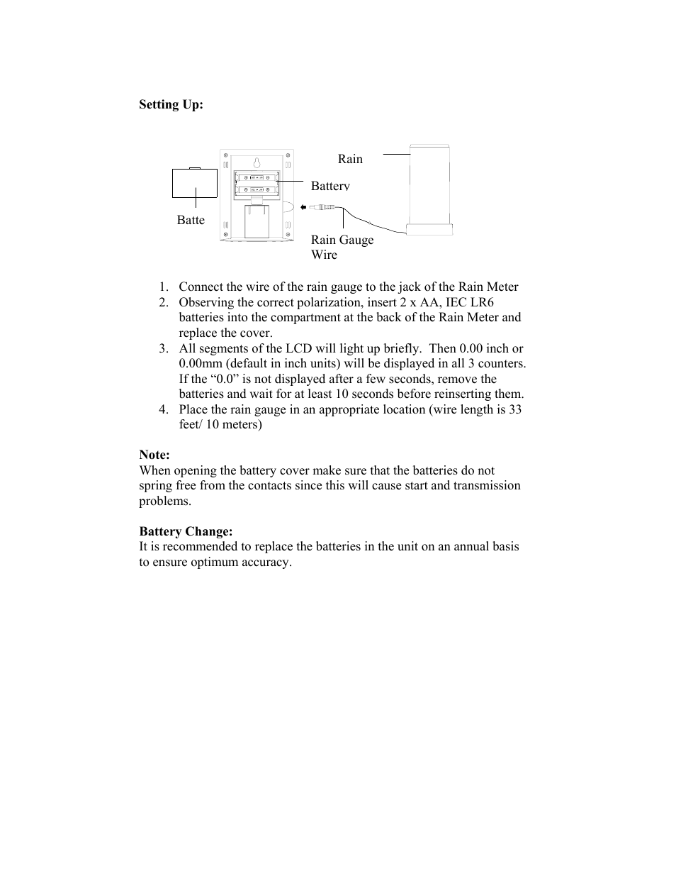 La Crosse Technology WIRED RAIN METER WS-7048U User Manual | Page 3 / 8