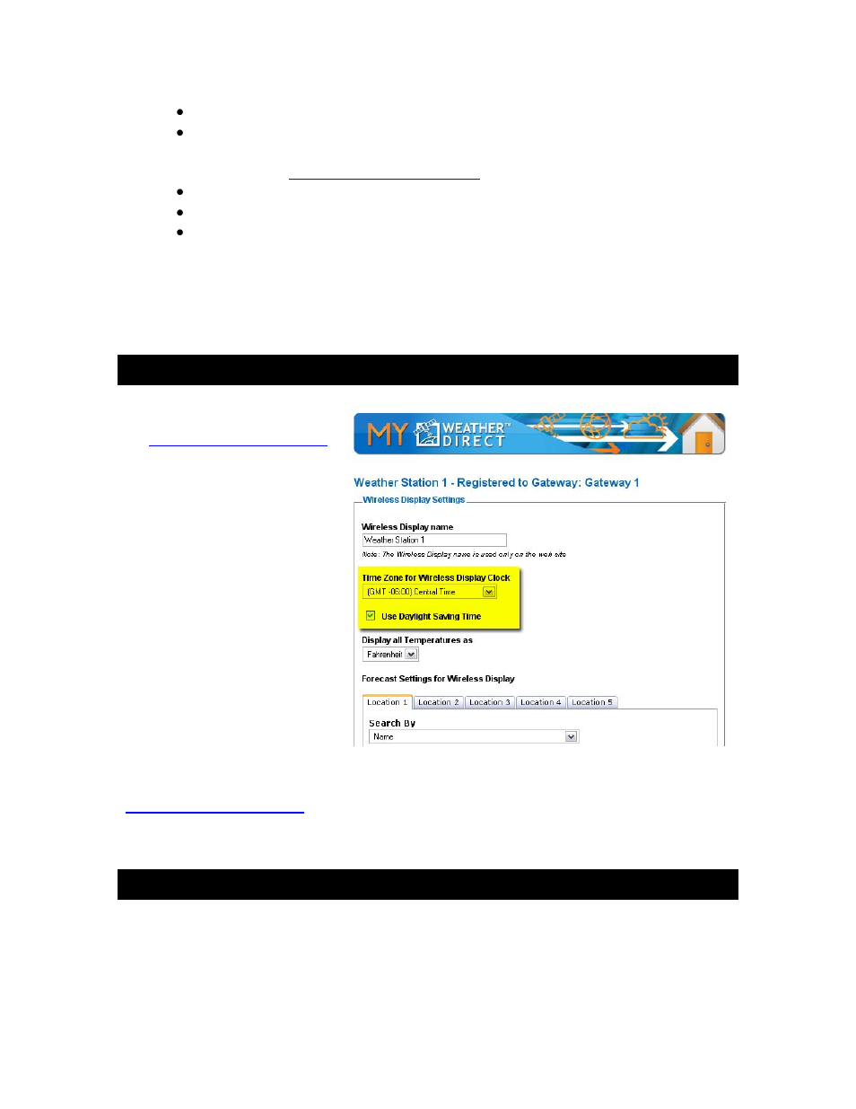 Time setting on wireless display, Wireless outdoor sensor | La Crosse Technology WD-3104U User Manual | Page 10 / 25