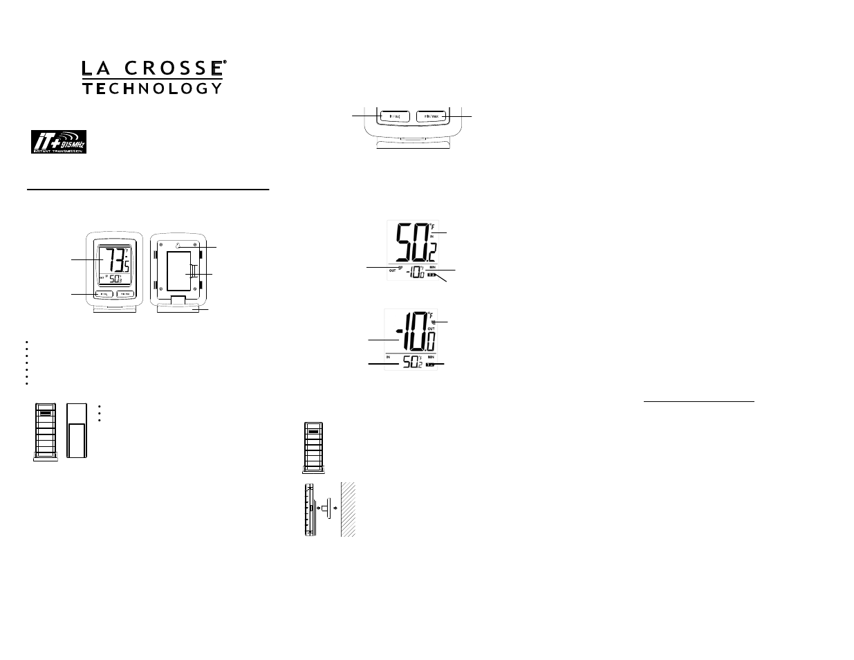 Estación de temperatura inalámbrica | La Crosse Technology WS-9009U User Manual | Page 2 / 2