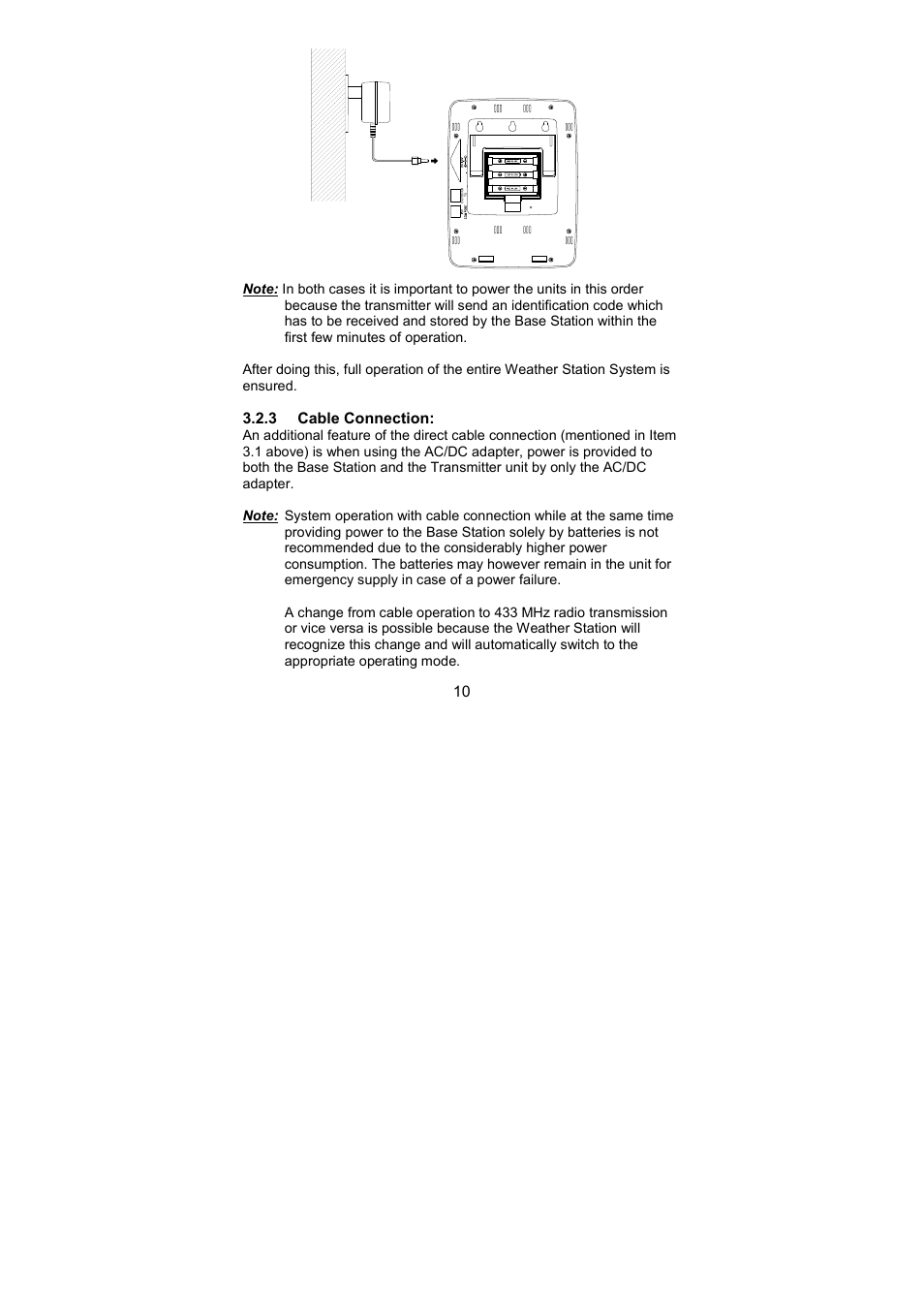 3 cable connection | La Crosse Technology WS-3512 User Manual | Page 10 / 31