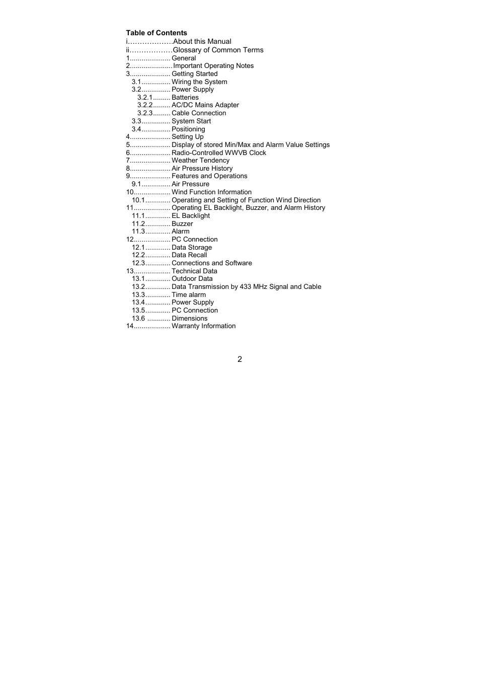 La Crosse Technology WS-3512 User Manual | Page 2 / 31