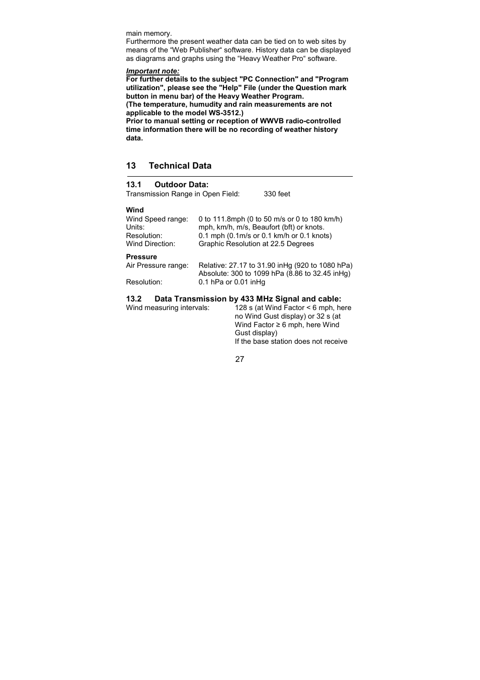 La Crosse Technology WS-3512 User Manual | Page 27 / 31