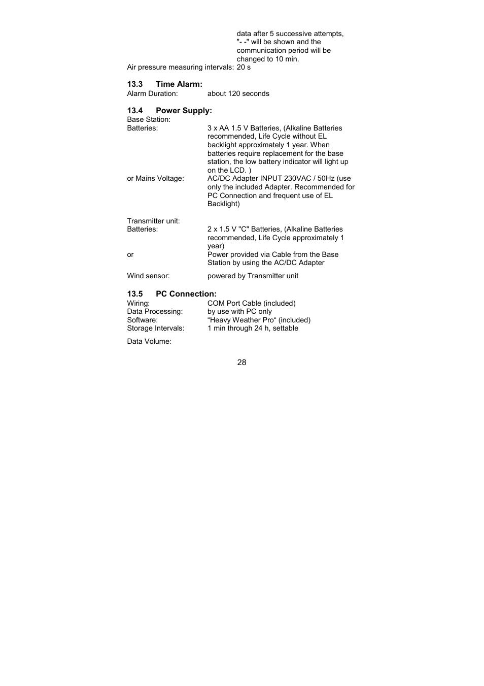 La Crosse Technology WS-3512 User Manual | Page 28 / 31