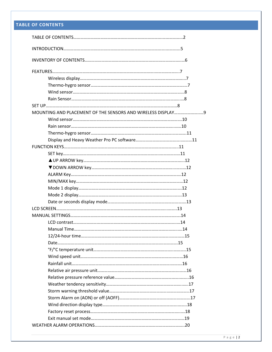 La Crosse Technology WS-2811U-IT User Manual | Page 2 / 31