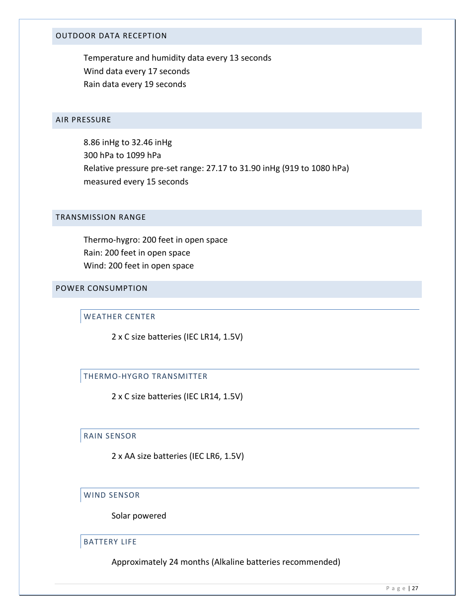 La Crosse Technology WS-2811U-IT User Manual | Page 27 / 31