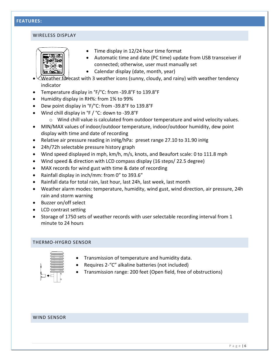 La Crosse Technology WS-2811U-IT User Manual | Page 6 / 31
