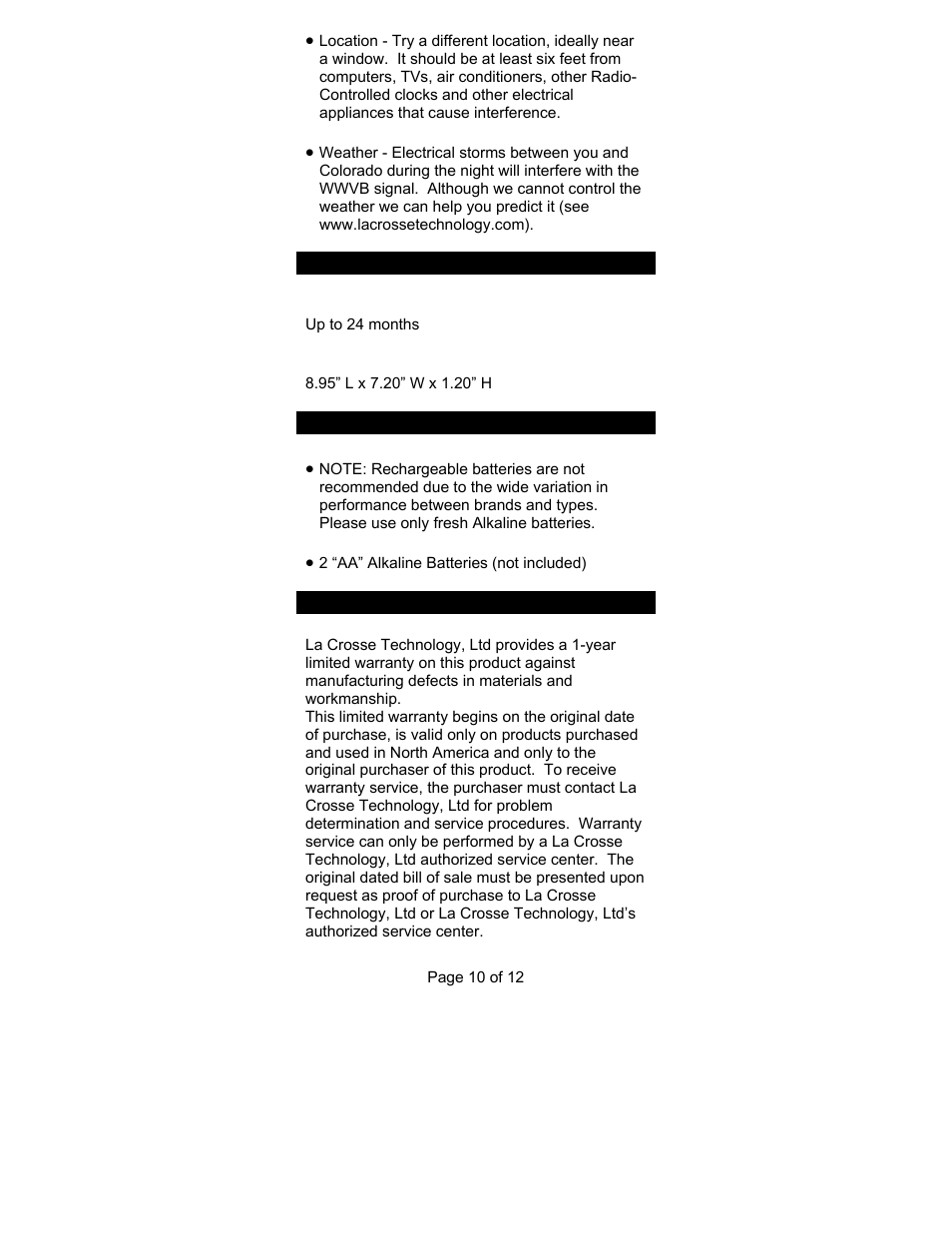 La Crosse Technology WT-8005U User Manual | Page 10 / 12