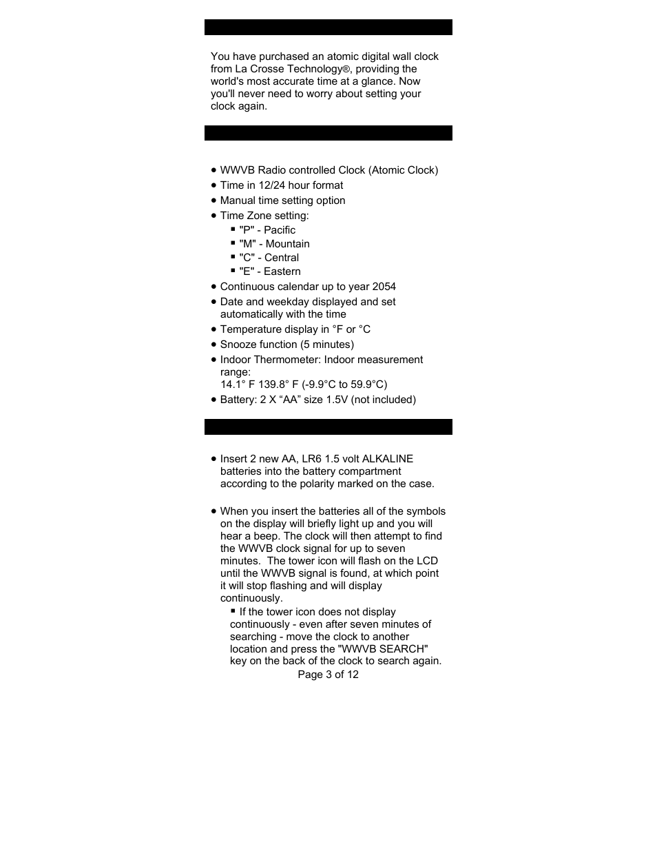 La Crosse Technology WT-8005U User Manual | Page 3 / 12