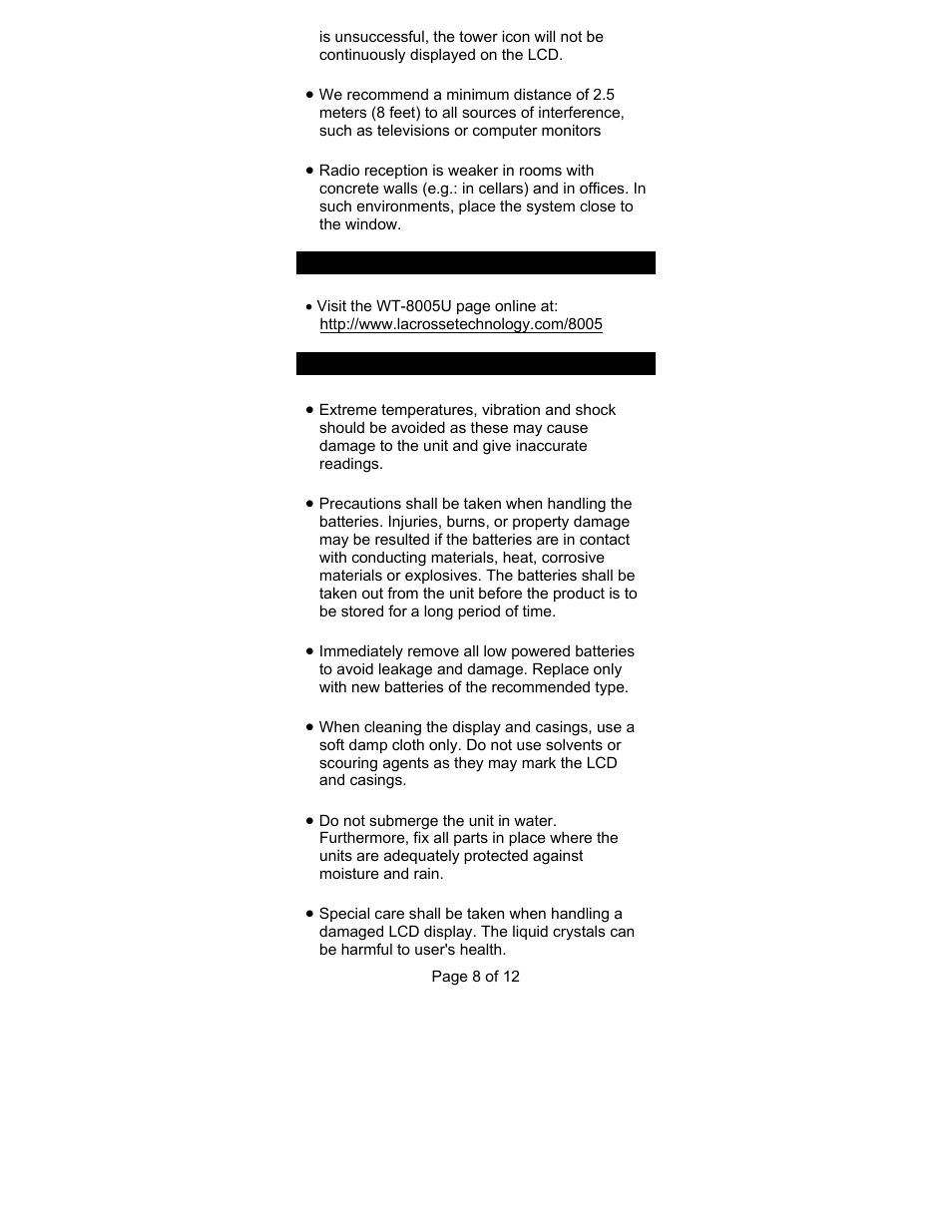 La Crosse Technology WT-8005U User Manual | Page 8 / 12