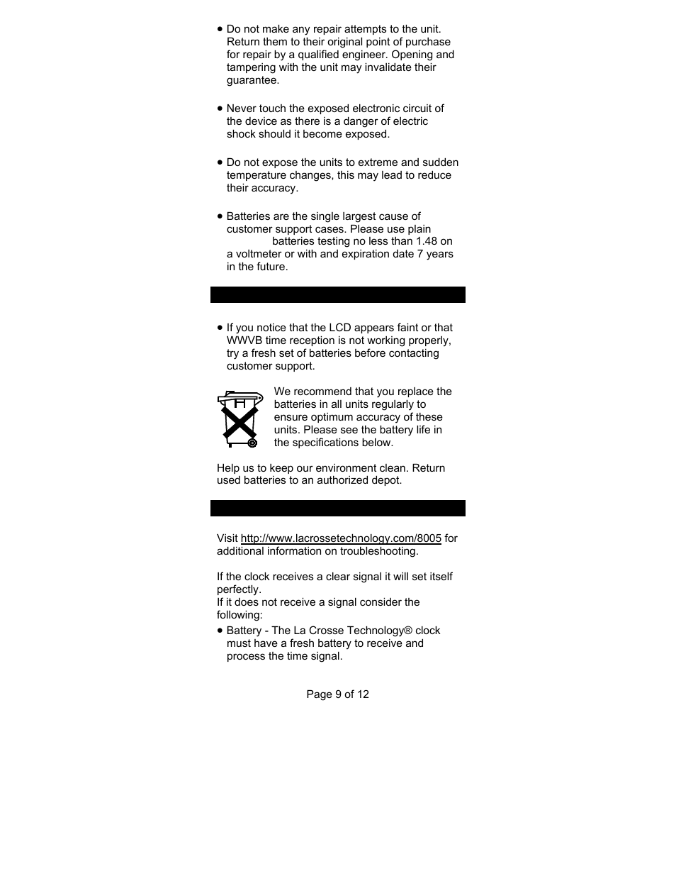 La Crosse Technology WT-8005U User Manual | Page 9 / 12