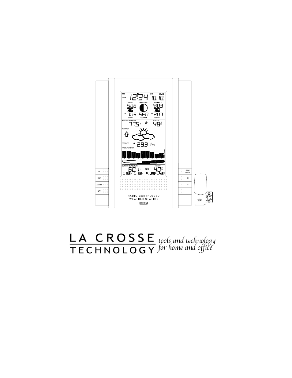 La Crosse Technology Wireless 433 MHz Weather Station with Sun/Moon Time WS-8015U User Manual | 36 pages