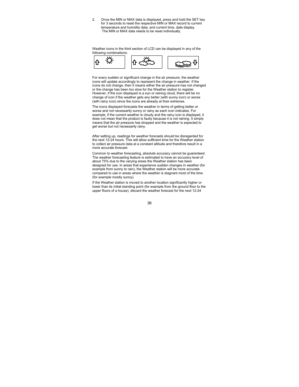 Weather forecast and weather tendency, Weather forecasting icons | La Crosse Technology WS-9037U-IT User Manual | Page 18 / 149