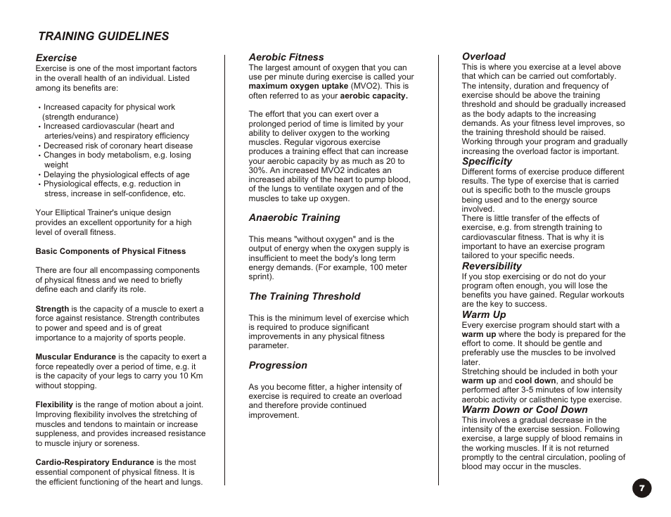 Training guidelines | LifeCore Fitness LC-980 User Manual | Page 9 / 14