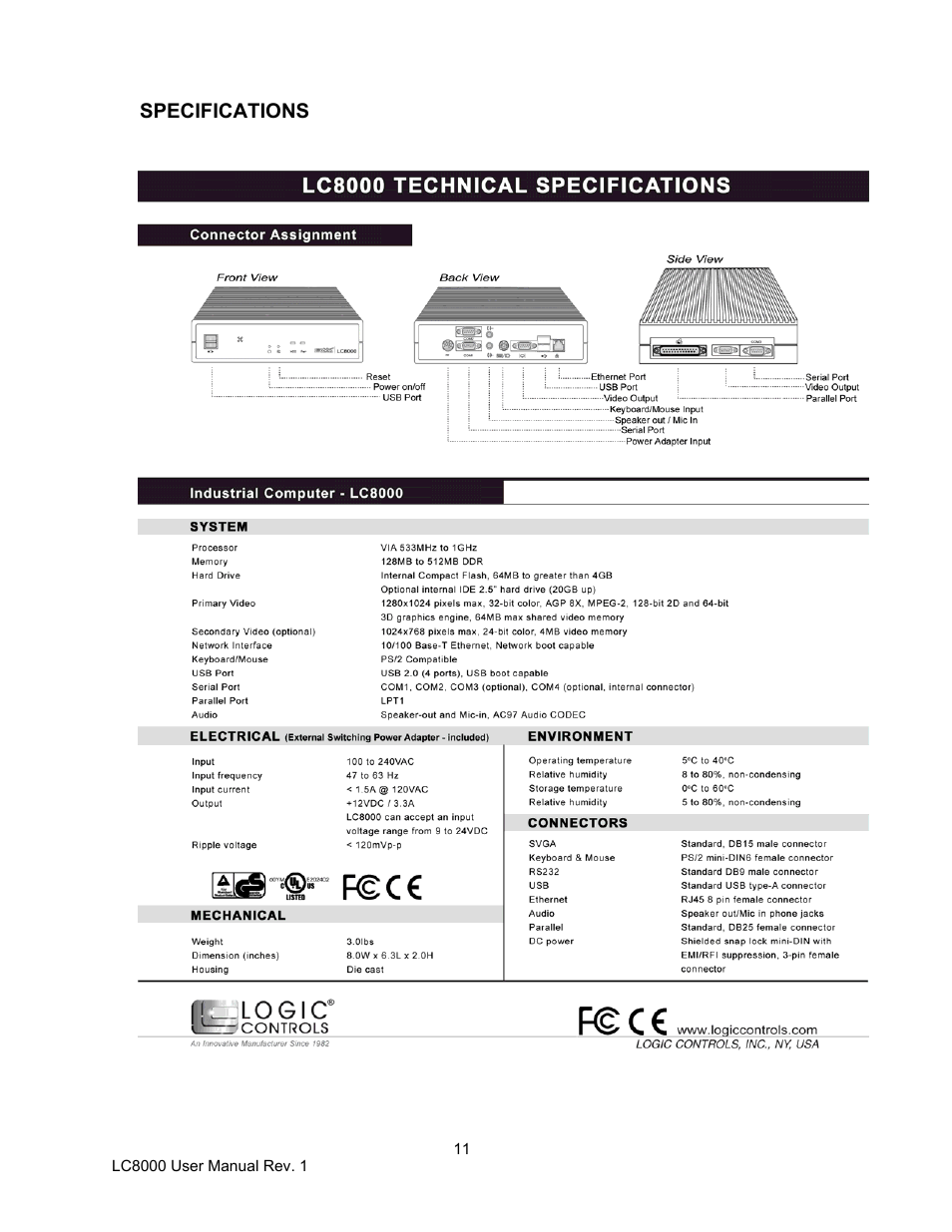 Logic Controls LC8000 User Manual | Page 11 / 11
