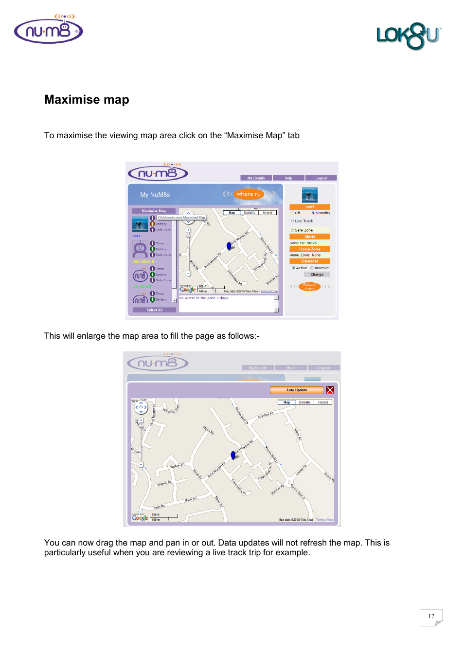 Maximise map | Lok8u num8 User Manual | Page 17 / 46