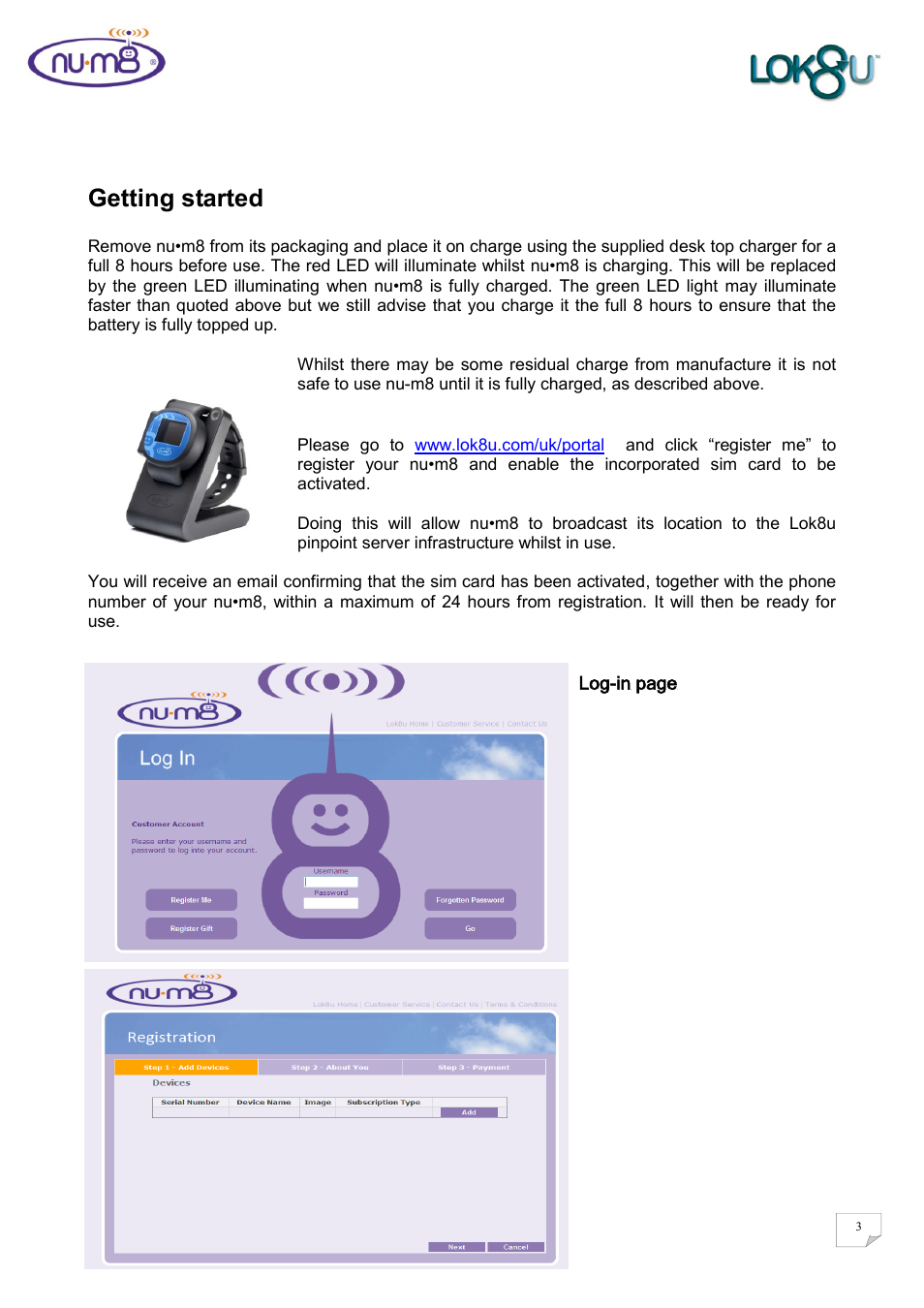 Getting started | Lok8u num8 User Manual | Page 3 / 46