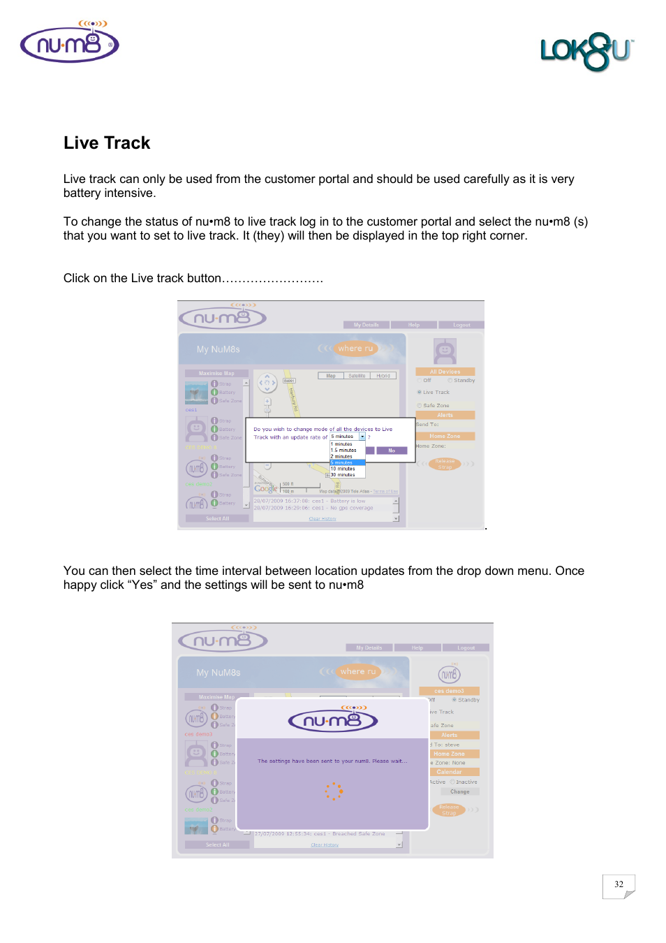 Live track | Lok8u num8 User Manual | Page 32 / 46