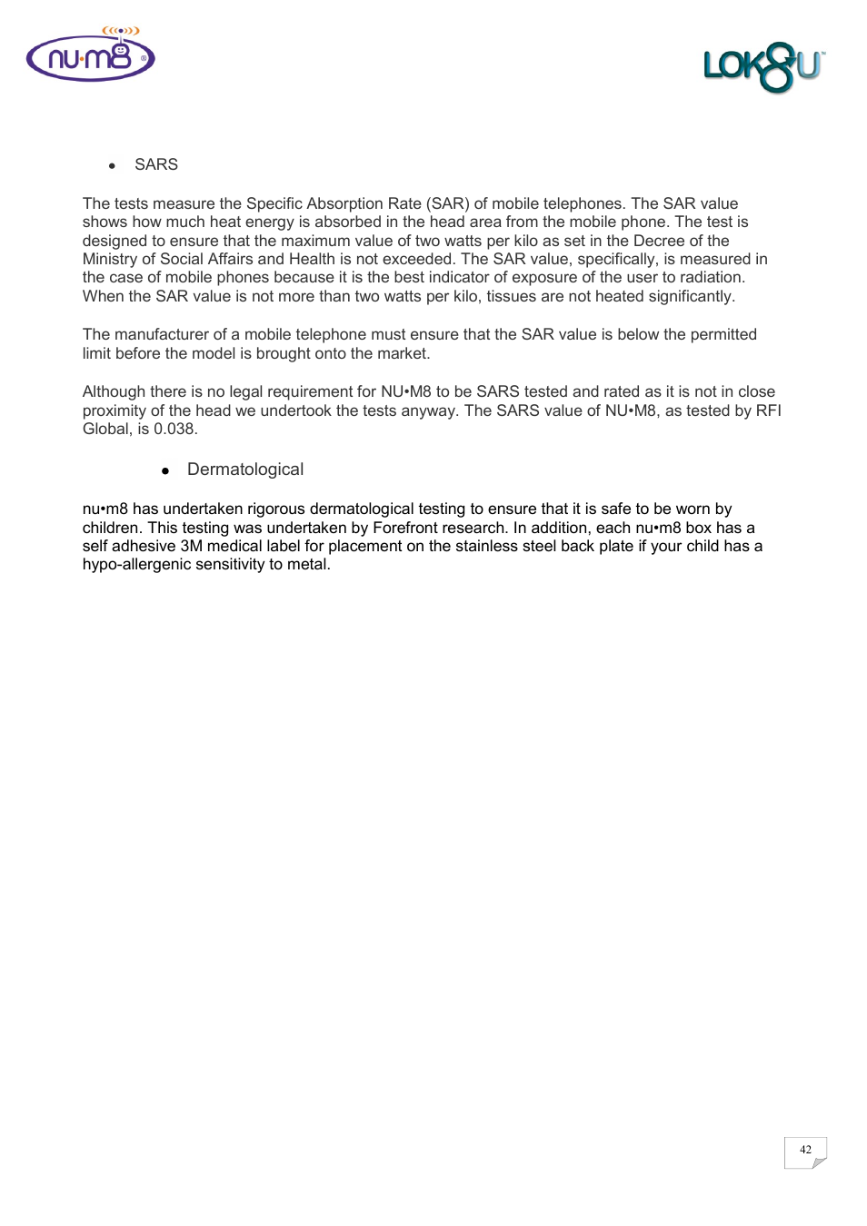 Lok8u num8 User Manual | Page 42 / 46