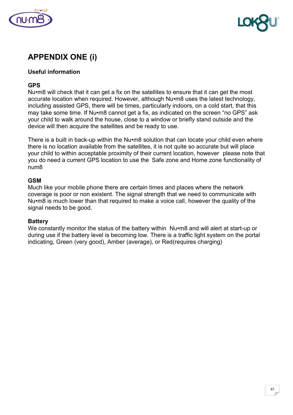 Appendix one (i) | Lok8u num8 User Manual | Page 45 / 46