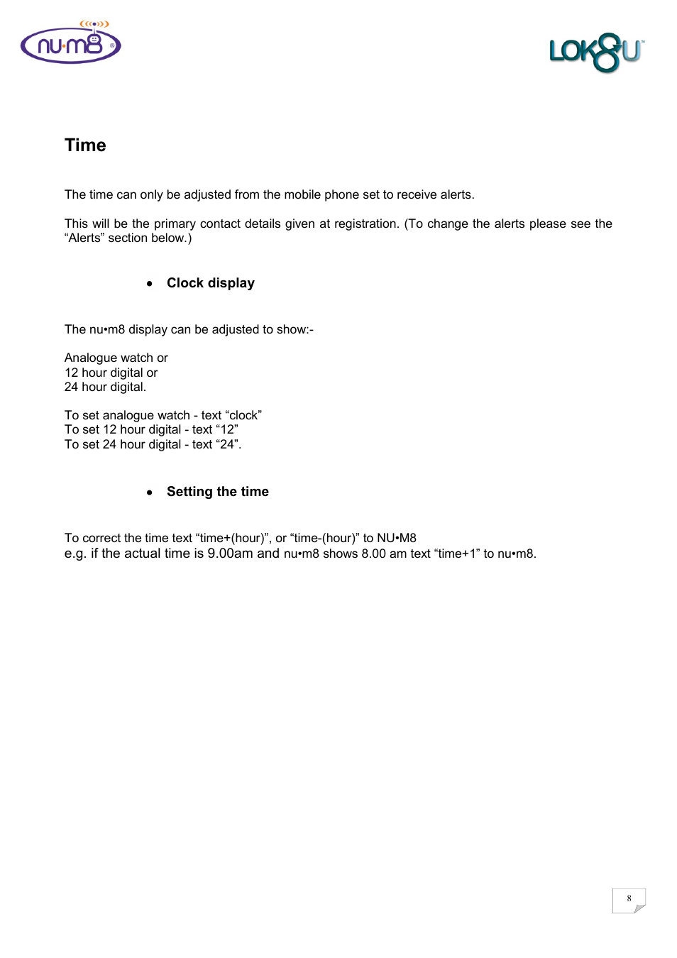 Time | Lok8u num8 User Manual | Page 8 / 46
