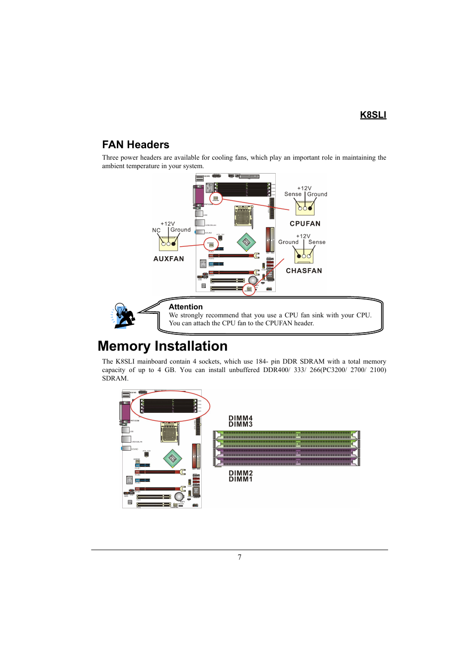 Fan headers | Lok8u K8SLI User Manual | Page 13 / 62