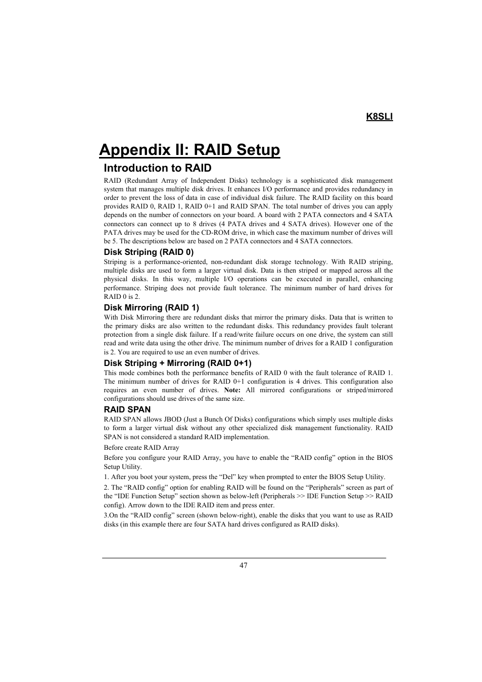 Appendix ii: raid setup, Introduction to raid | Lok8u K8SLI User Manual | Page 53 / 62