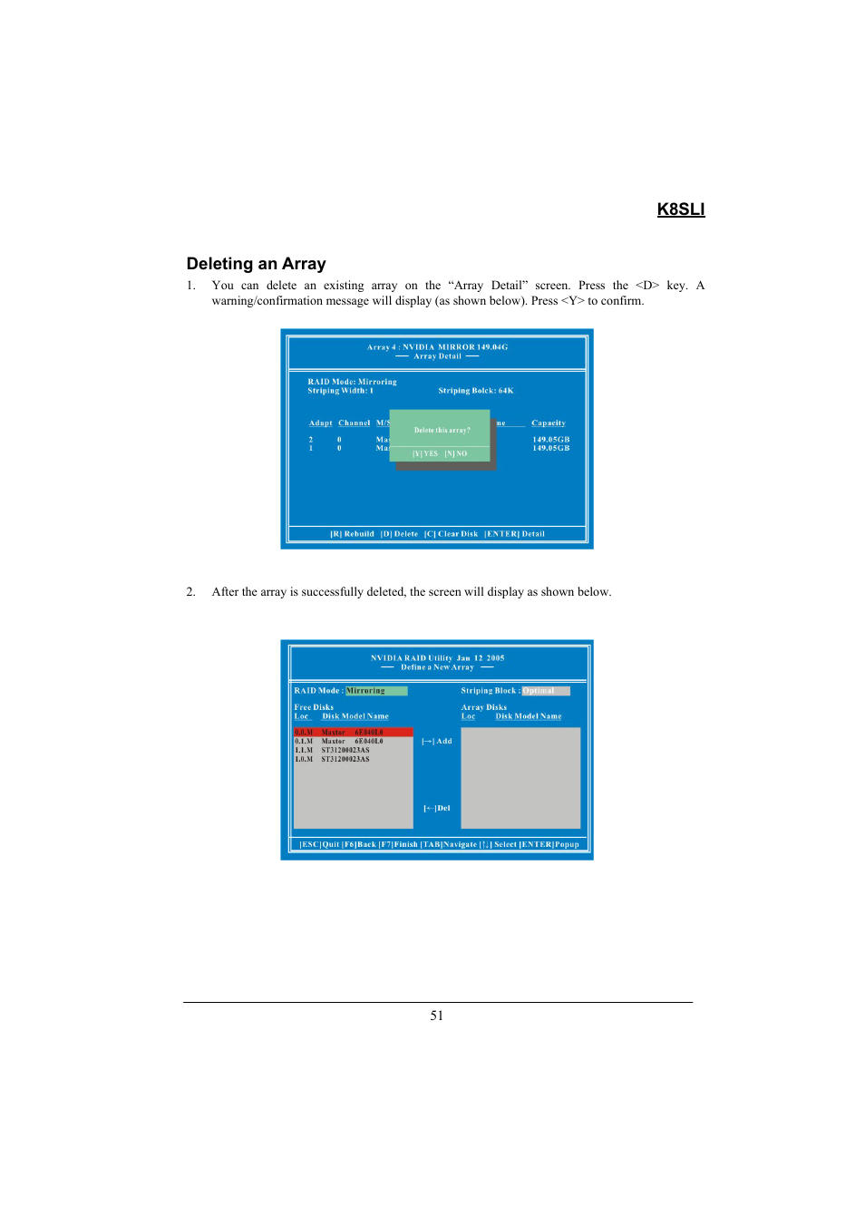 K8sli, Deleting an array | Lok8u K8SLI User Manual | Page 57 / 62