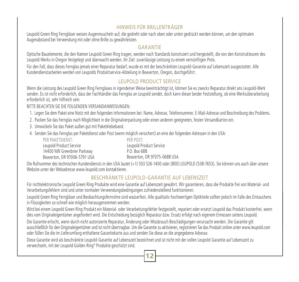 Leupold Green Ring 56113 User Manual | Page 15 / 18