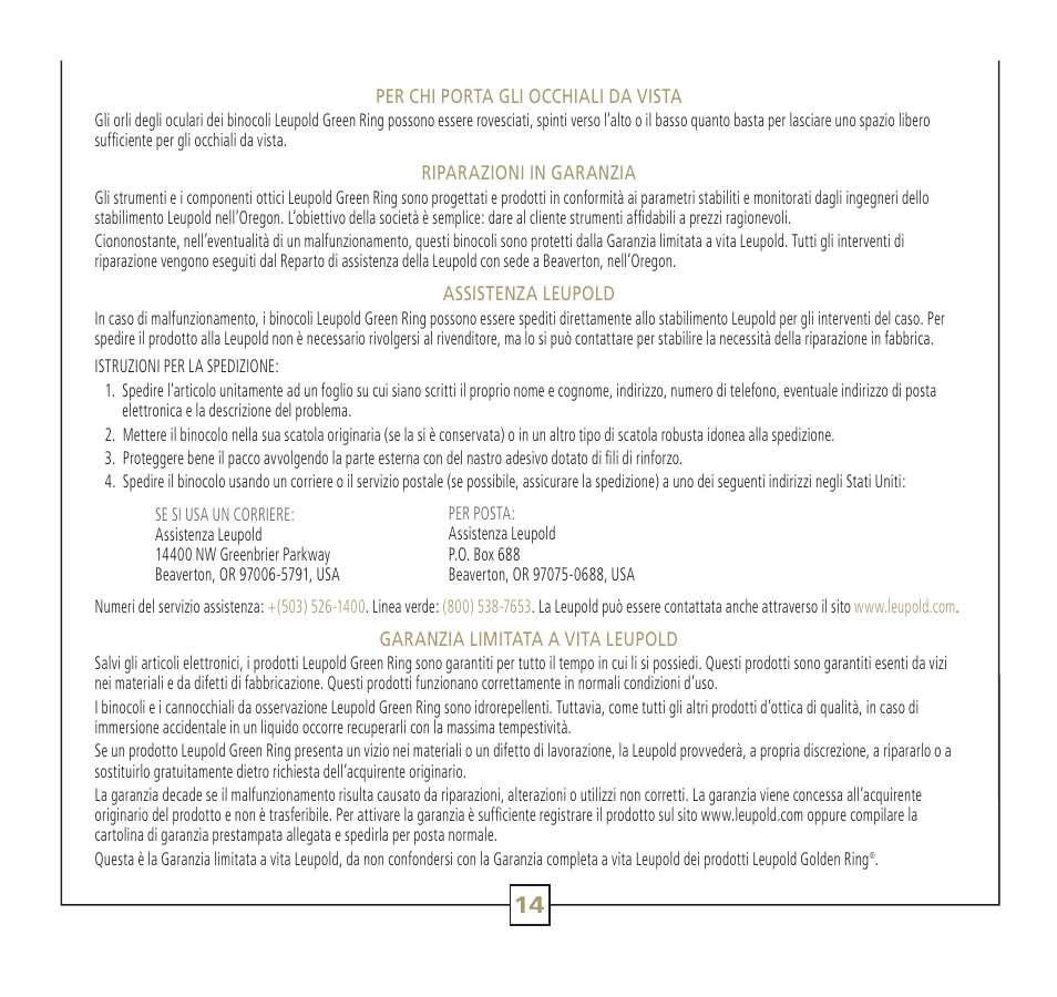 Leupold Green Ring 56113 User Manual | Page 17 / 18