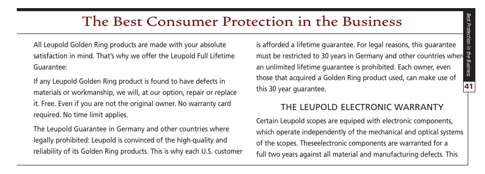 The best consumer protection in the business | Leupold VX-II User Manual | Page 41 / 62