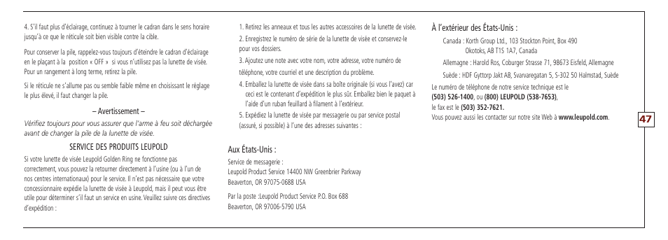 Leupold VX-II User Manual | Page 47 / 62