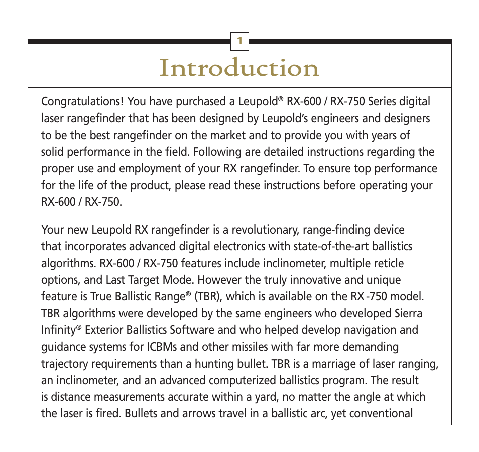 Introduction | Leupold RX-600 Series User Manual | Page 4 / 35