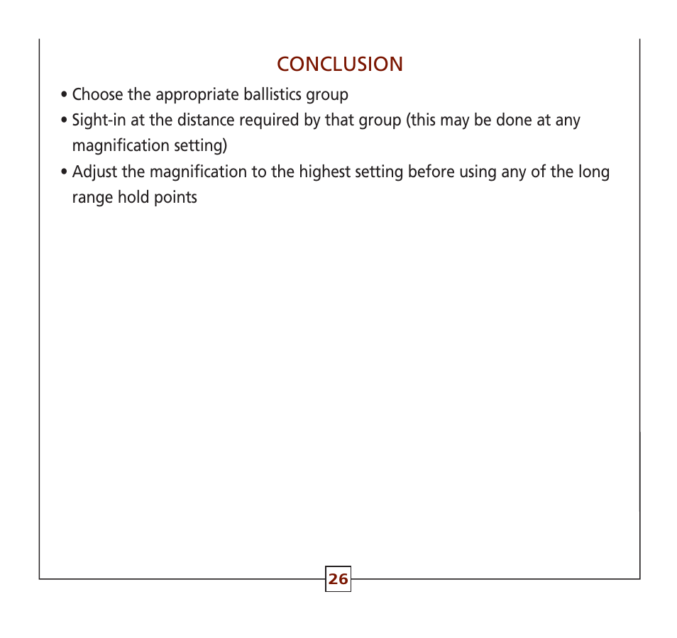 Conclusion | Leupold Hunting Equipment User Manual | Page 28 / 38