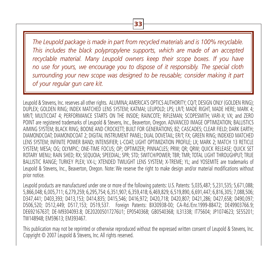 Leupold Hunting Equipment User Manual | Page 35 / 38