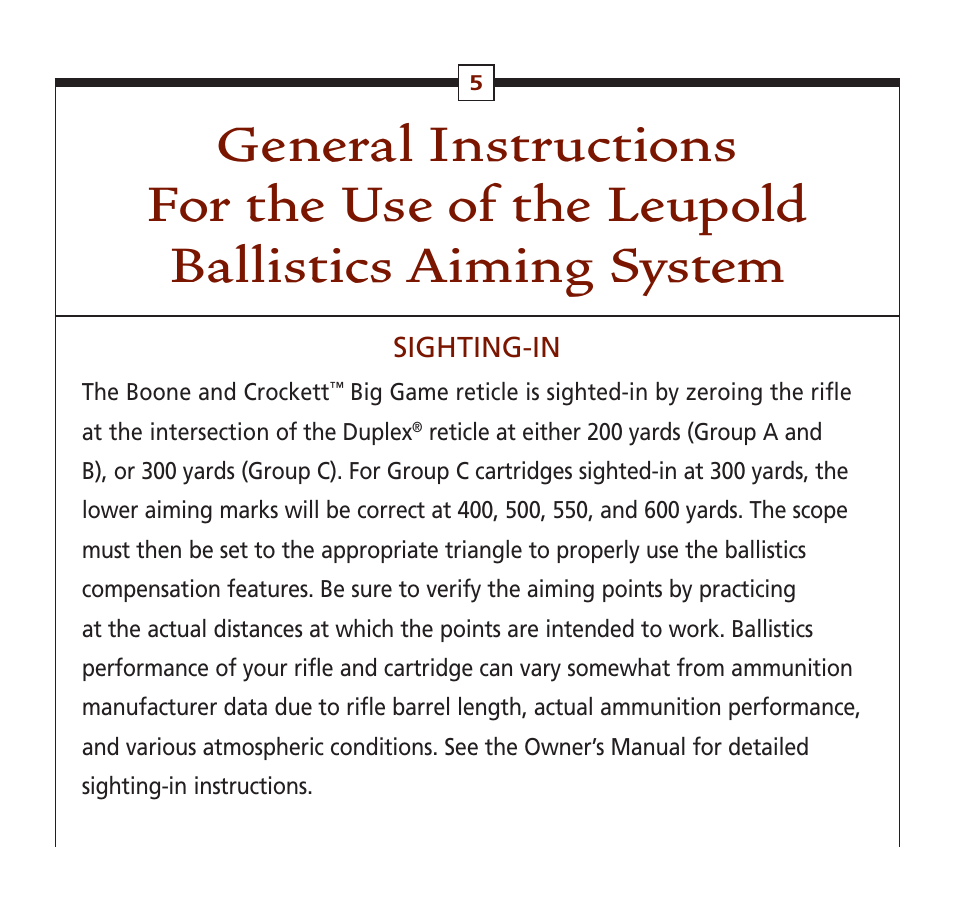 Leupold Hunting Equipment User Manual | Page 7 / 38