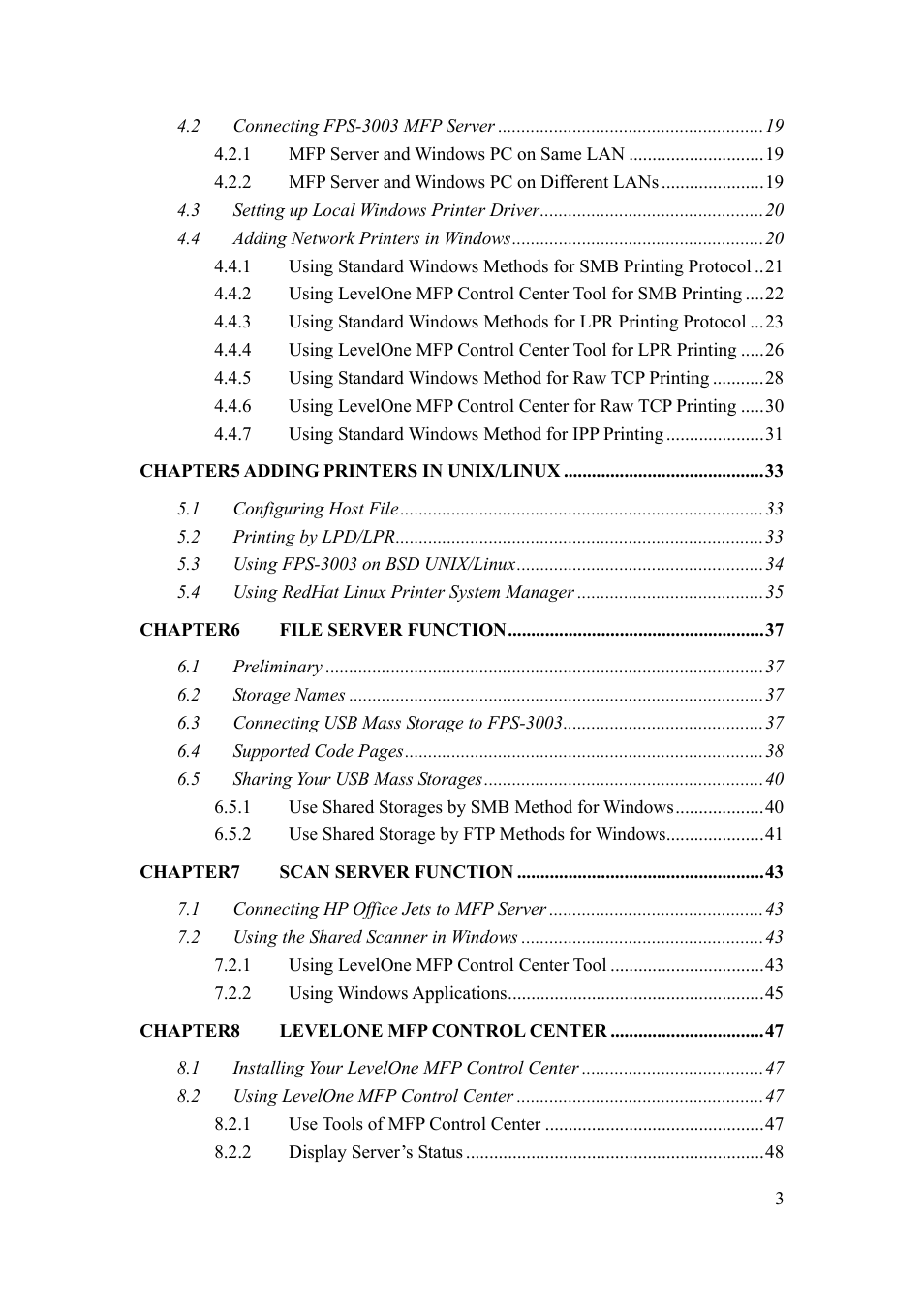 LevelOne FPS-3003 User Manual | Page 3 / 75
