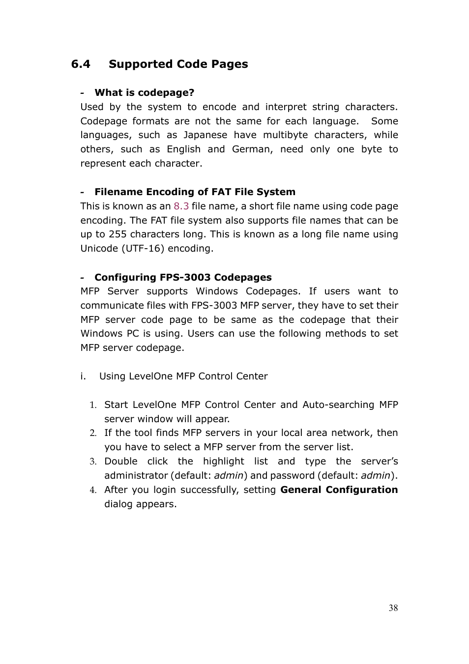 LevelOne FPS-3003 User Manual | Page 38 / 75